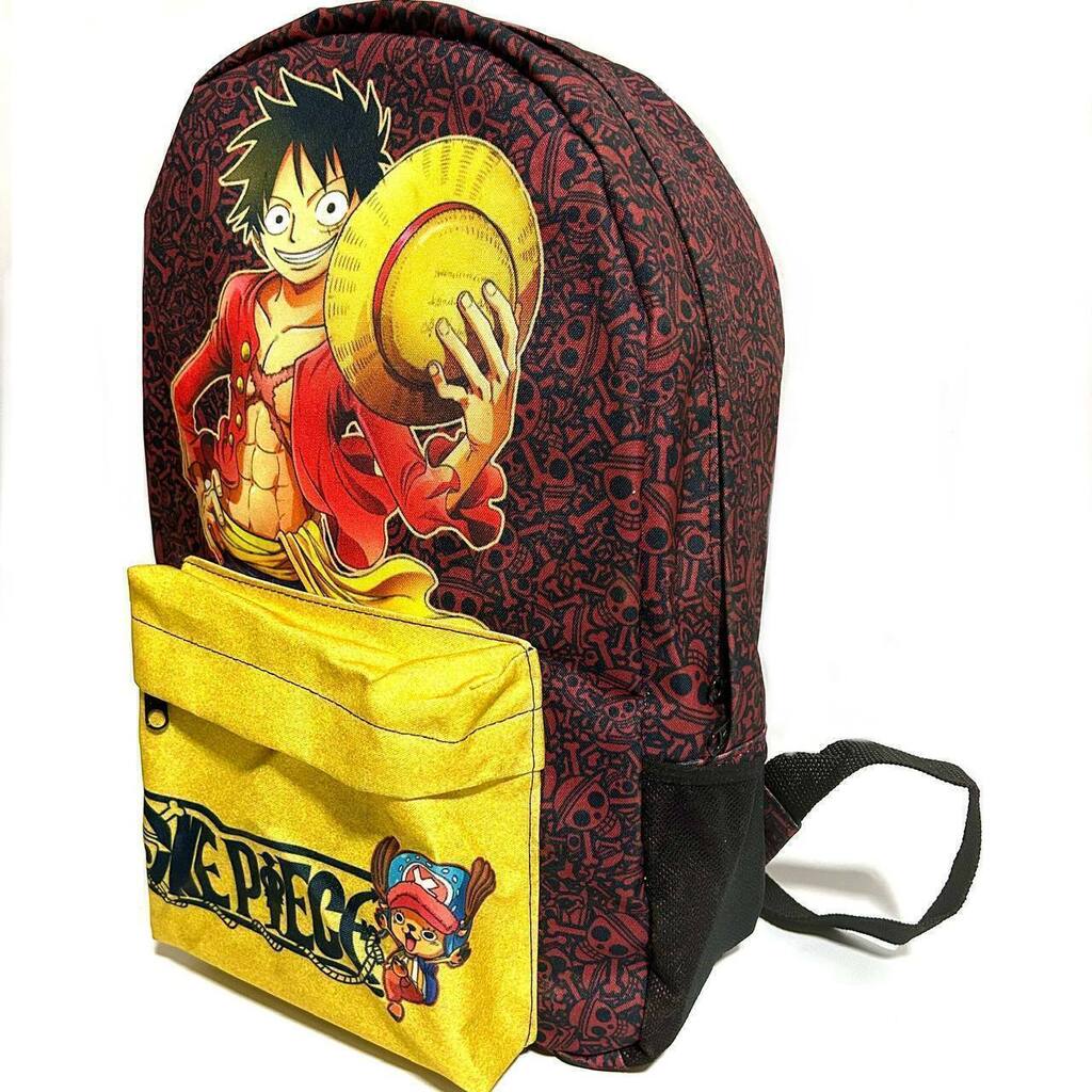 Kit mochila e estojo grande padrão escolar one piece rei dos piratas  personagem luffy desenho anime