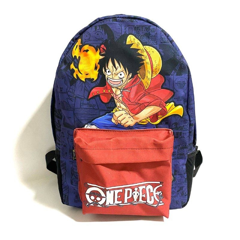 Kit mochila e estojo grande padrão escolar one piece rei dos piratas  personagem luffy desenho anime geek