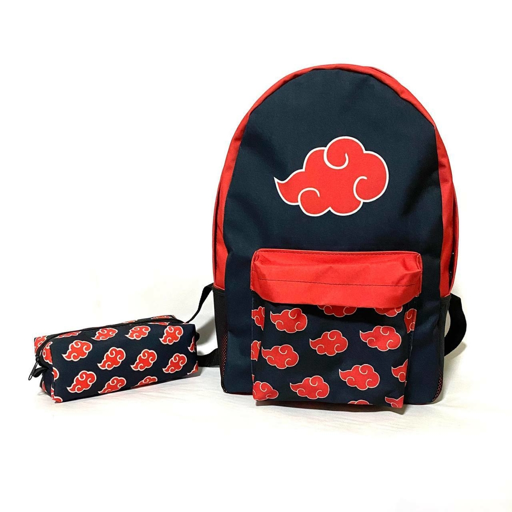 Kit Mochila + Estojo Akatsuki (naruto - Modelo Nuvens)