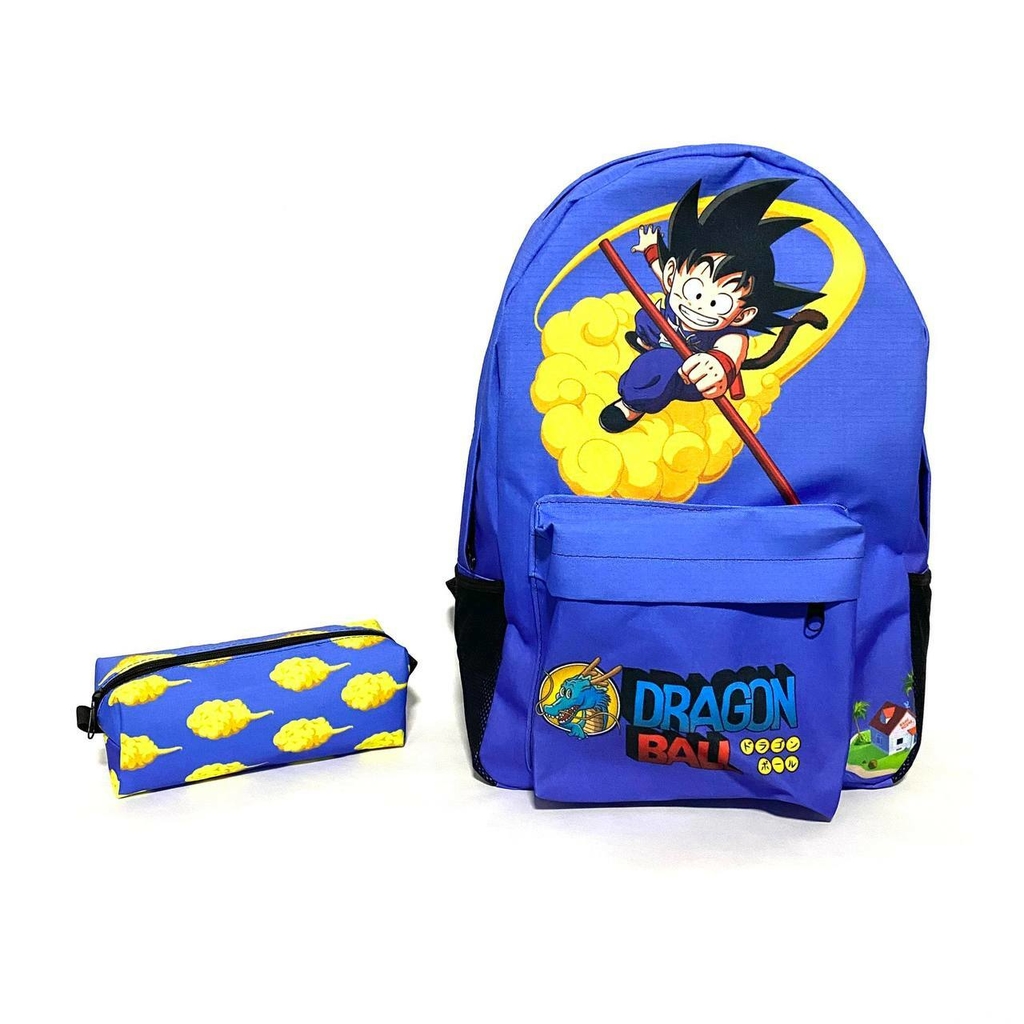 Kit mochila e estojo - Dragon ball goku versão nuvem voadora tamanho grande  padrão escolar e viagem