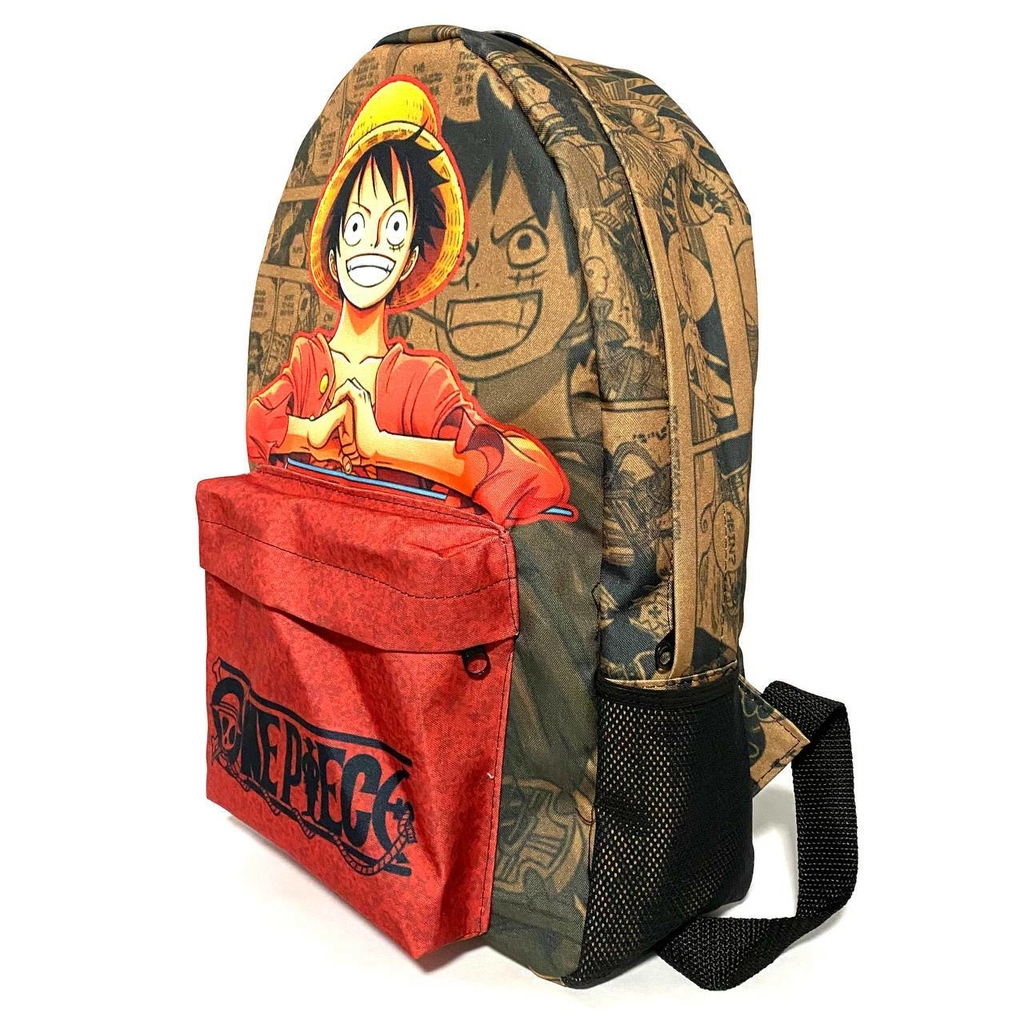 Kit mochila e estojo grande padrão escolar one piece rei dos