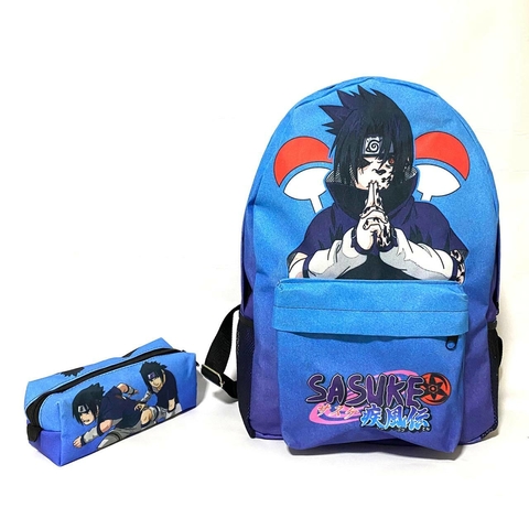 Kit mochila e estojo grande padrão escolar Naruto uzumaki versão clone das  sombras anime desenho geek nerd