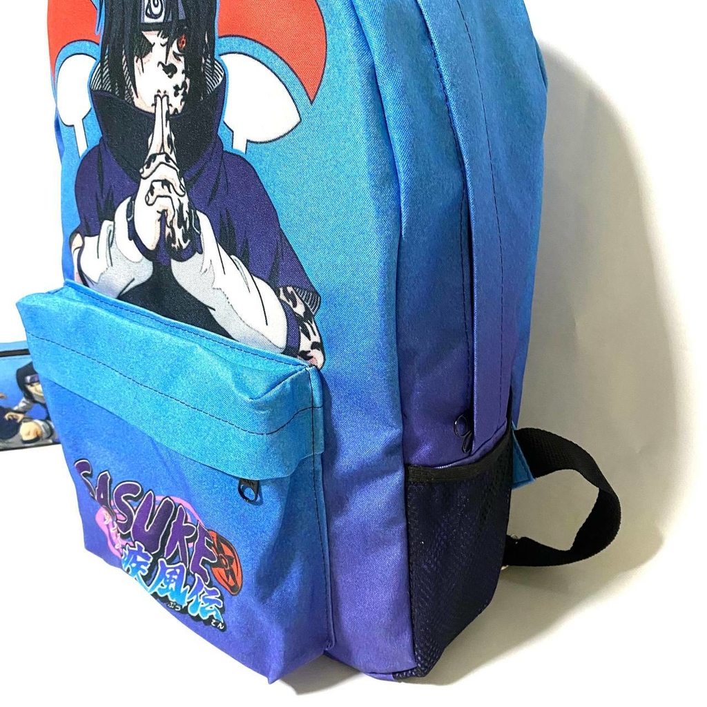 Kit mochila e estojo - Sasuke Uchiha desenho anime naruto tamanho