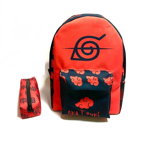 Kit mochila e estojo grande padrão escolar Naruto uzumaki hokage versão  anime desenho geek nerd