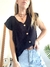 Blusa Lino Boton Negro