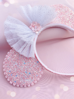Tiara Minnie rosa c/ branco - comprar online