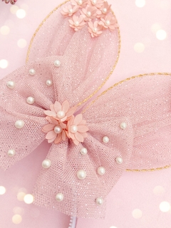 Tiara orelhinhas de coelha floral na internet
