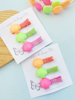 Hair clips conchas neon - comprar online