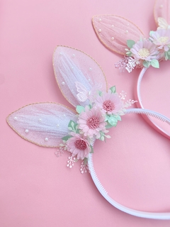 Tiara orelhas de coelha floral - comprar online