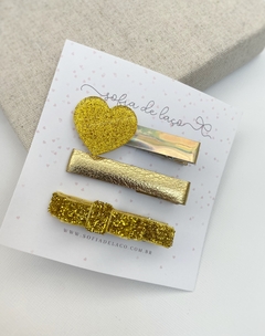 Hair clips coração dourado - comprar online