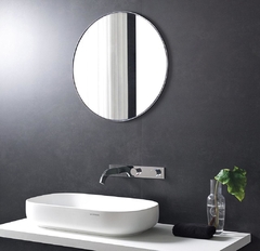 Espejo Redondo de 30 cm con moldura de PVC Negra con filete Plata - comprar online