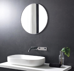 Espejo Redondo de 70 cm con moldura de PVC Negra con filete Plata - comprar online