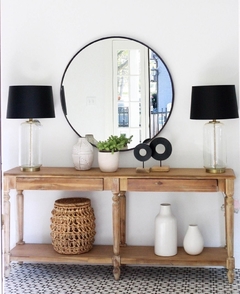 Espejo Redondo de 90 cm con moldura de PVC color negro/oro - comprar online