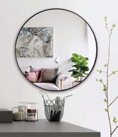 Espejo Redondo de 60 cm con moldura de PVC color negro/oro en internet
