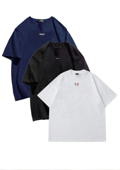 Kit 1 - 03 camisetas Oversized Mafiusu(Azul,Preta,Branca)