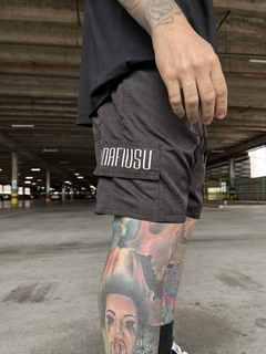 Shorts Mafiusu Cargo RipStop Preto Lapela - MAFIUSU