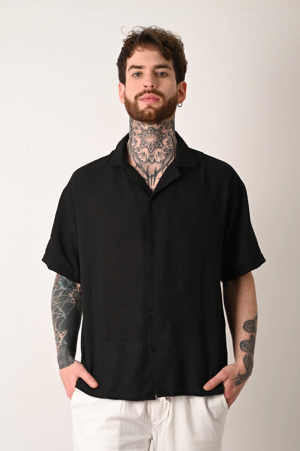 CAMISA LINO OVERSIZE MESSI NEGRA EMPILCHATETAPIALES