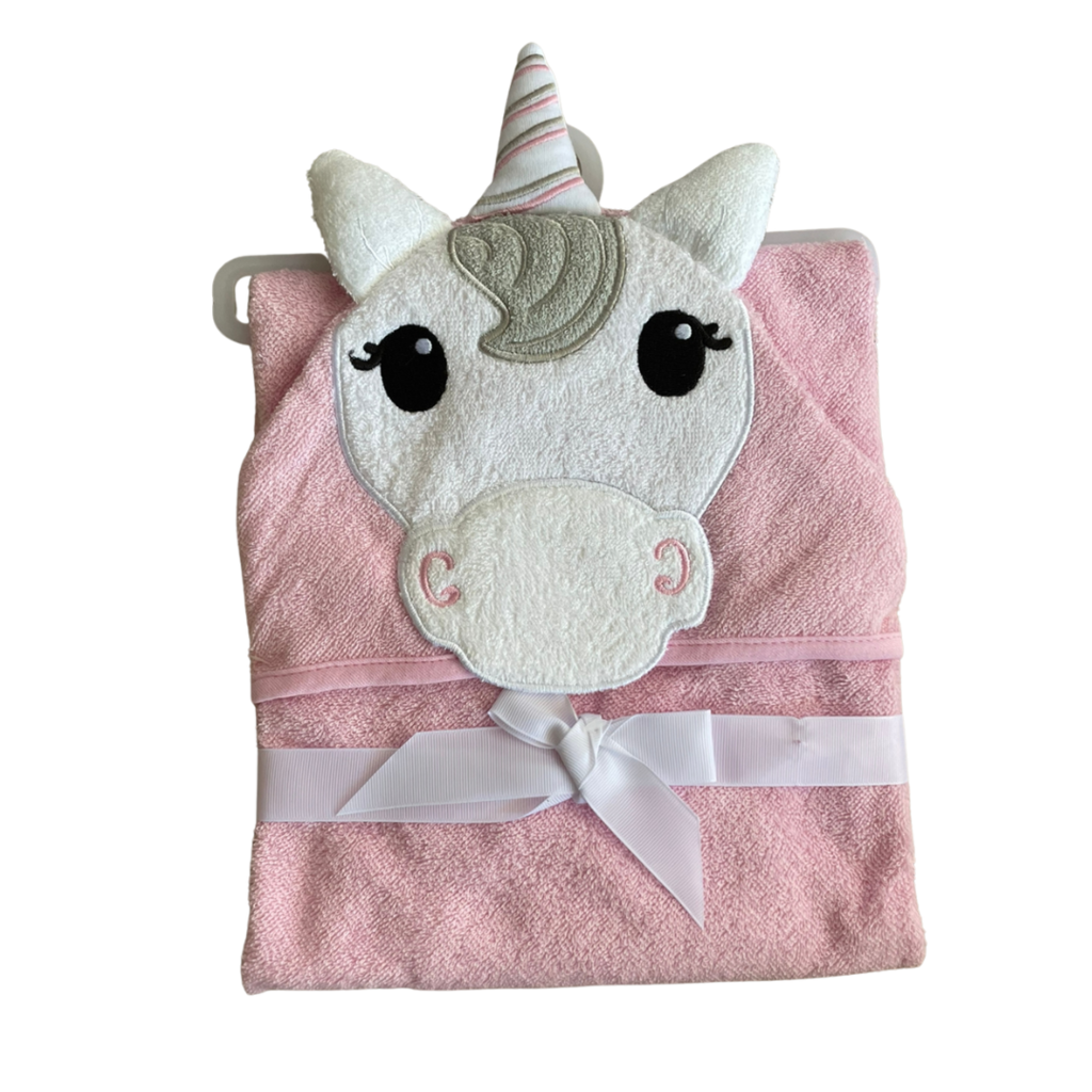 Toallon con Capucha para Bebe con Bordado 3D Unicornio Rosa