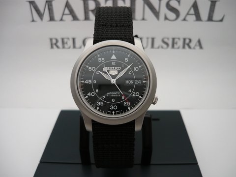 Seiko 5 Militar Automatico Negro Nylon Snk809 Fotos Reales