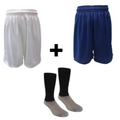 Combo Niño! Short Futbol Niño AZUL + Short Blanco + Medias