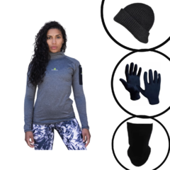 Camiseta Térmica Mujer Urb Gs+guantes Termicos+ Gorro+cuello