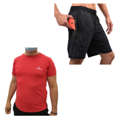 Imagen de Combo Urblux! Bermuda Bolsillos + Remera Roja Deportiva