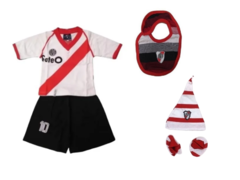 Combo Bebe! Conjunto Retro + Babero + Gorrito con Escarpin Oficial River