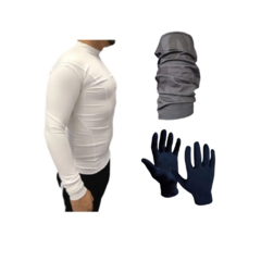 Combo Inv! Camiseta Térmica Blanco + Cuello Salomon + Guantes 40140