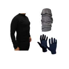 Combo Inv! Camiseta Térmica Negra + Cuello Salomon + Guantes 40140