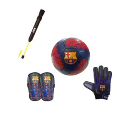 Combo barcelona!pelota+inflador+canilleras y guantes arquero