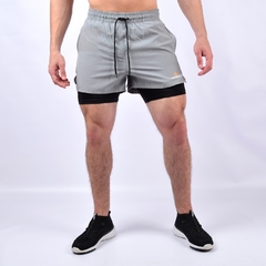 Short con calza y bolsillos deportivo hombre gris- shlybccmicro