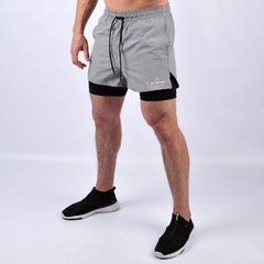Short con calza y bolsillos deportivo hombre gris- shlybccmicro