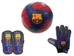 Combo Futbol Barcelona Pelota + Guantes + Canilleras