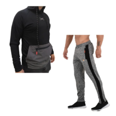 Buzo Deportivo Combinado + Pantalón Deportivo Gris Chupín