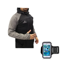 Buzo Lycra Deportivo Hombre Negro + Brazalete Running!