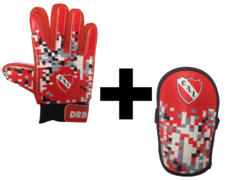 COMBO FUTBOL INDEPENDIENTE CANILLERAS + GUANTES