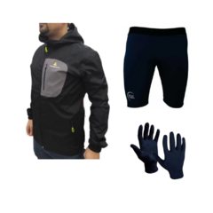 Calza Corta Hombre + Campera Lluvia Deportiva + Guantes Térmicos