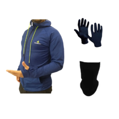 COMBO RUN! Campera Deportiva Azul + Cuello y guantes térmicos!