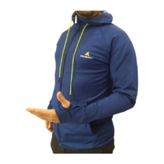 Campera Deportiva Lycra Hombre Azul + Cuello Térmico Negro - comprar online