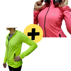 Combo Calyud X 2! Campera mujer deportiva lycra Amarilla y Fucsia