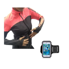 Campera Running Deportiva Mujer Porta Celular + Brazalete Running