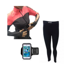 Campera Running Deportiva Mujer + Calza Térmica + Brazalete Celular de Regalo!