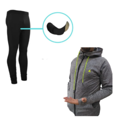 Calza Larga Ciclista Con Badana + Campera Deportiva Gris