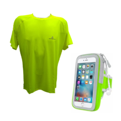 Combo runner!remera dry fit+brazalete celular acolchonado