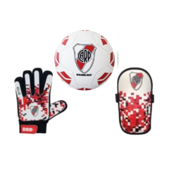 Combo Pelota river n°3+guantes arquero+canilleras