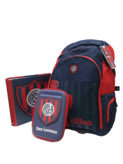 Combo Escolar San Lorenzo - Mochila 18 pulgadas + Carpeta + Cartuchera 1 Piso Eva