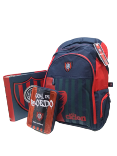 Combo Escolar San Lorenzo Mochila 18 pulgadas + Carpeta + Cartuchera 2 pisos Hojalata