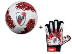 COMBO FUTBOL RIVER PELOTA NRO.3 + GUANTES