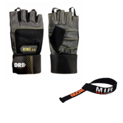 Combo!! Guantes Gimnasio Fitness Drb King Y Straps Mir Ngro - 2289GKING
