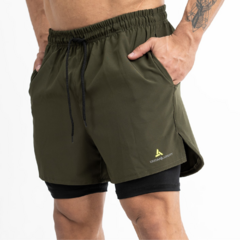 Combo Hombre! Short Con Calza Verde Y Chomba Gris - comprar online